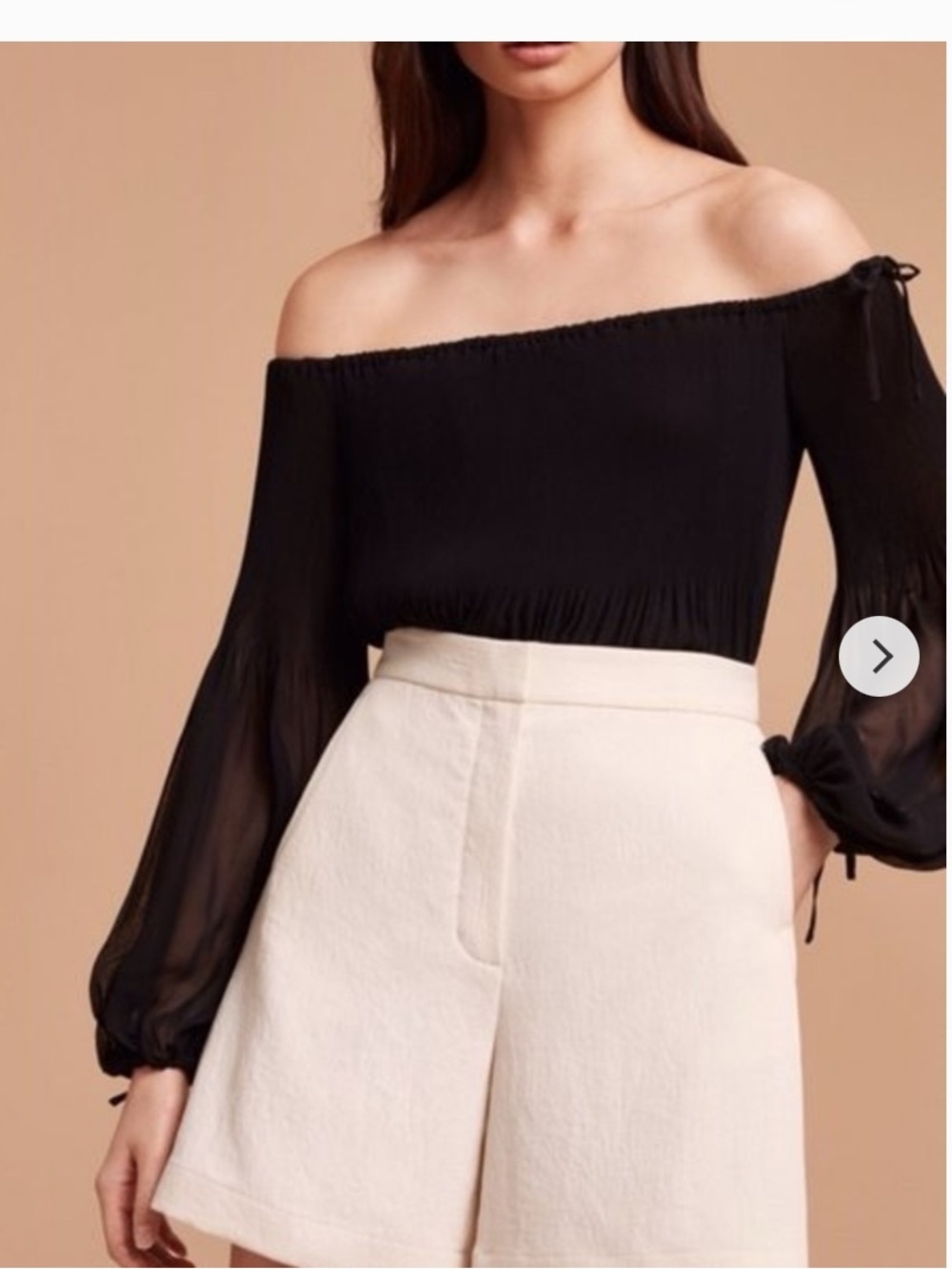 Aritzia Wilfred TALENCE Off-Shoulder Blouse Pleated in Black Size S